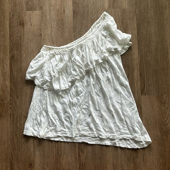 Sundry White One Shoulder Top Size 0 Ruffle Angled - Picture 1 of 4
